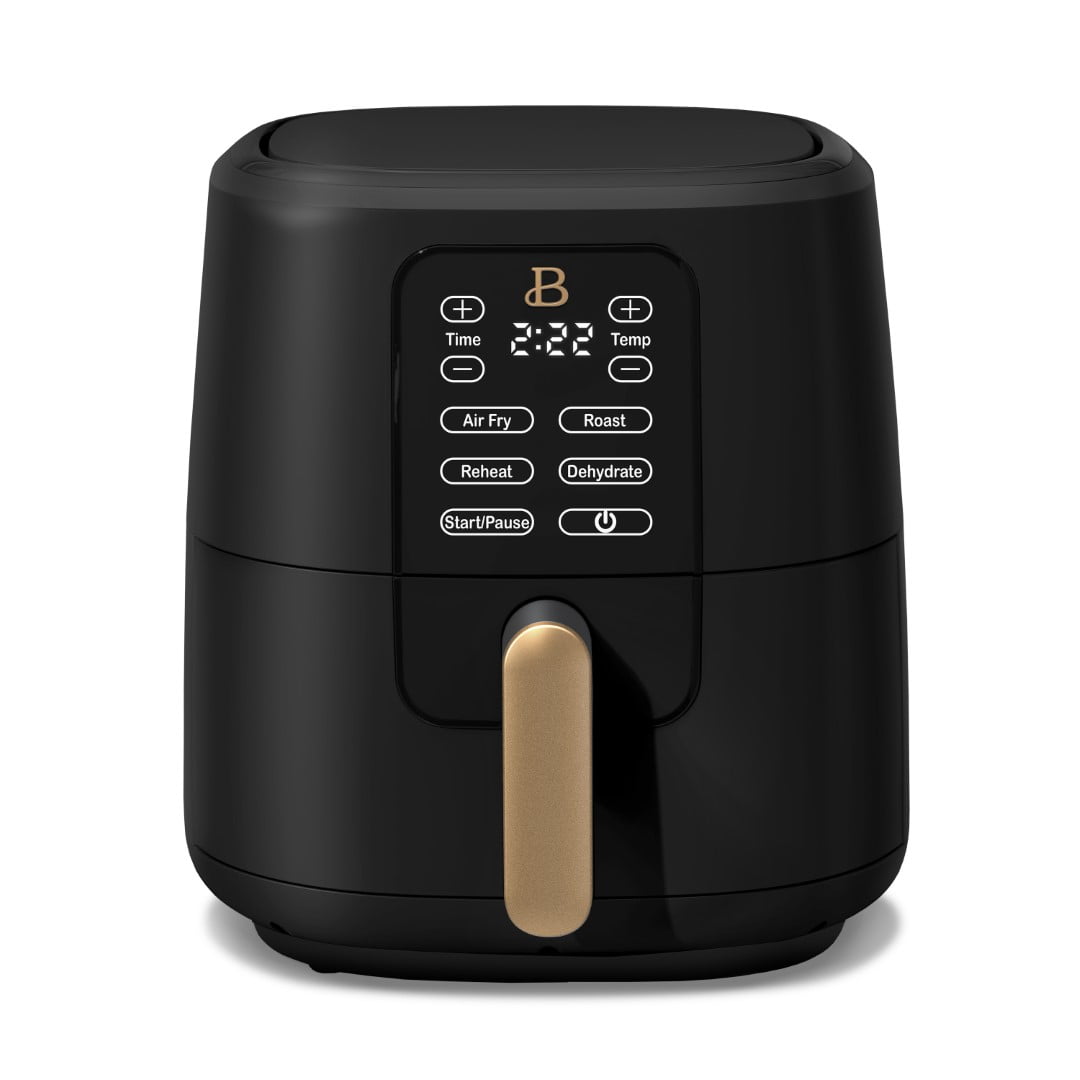 6 Qt Air Fryer with TurboCrisp Technology and Touch-Activated Display, Black Sesame by Drew