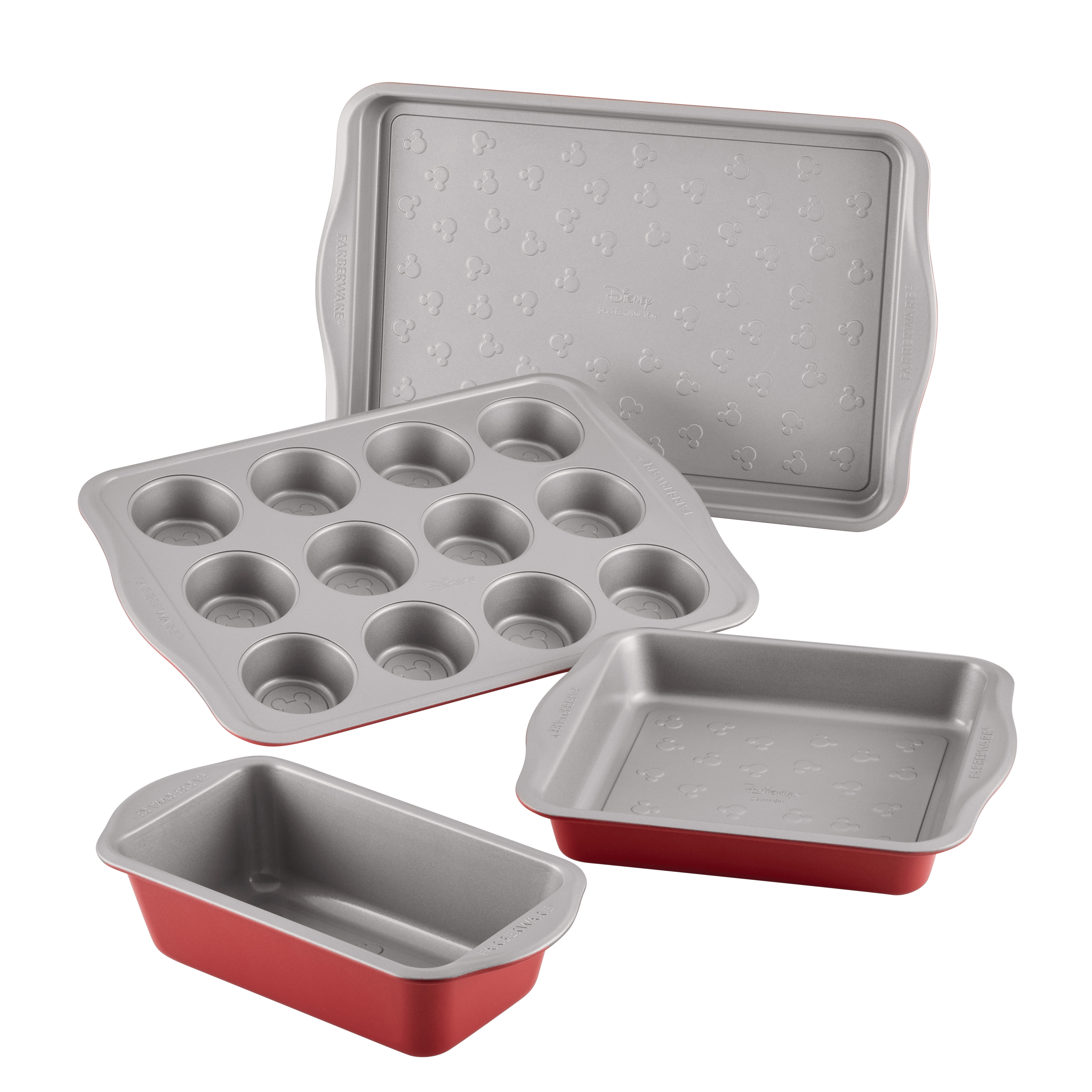 Bake with Mickey Mouse 4-Piece Nonstick Bakeware Set, Red