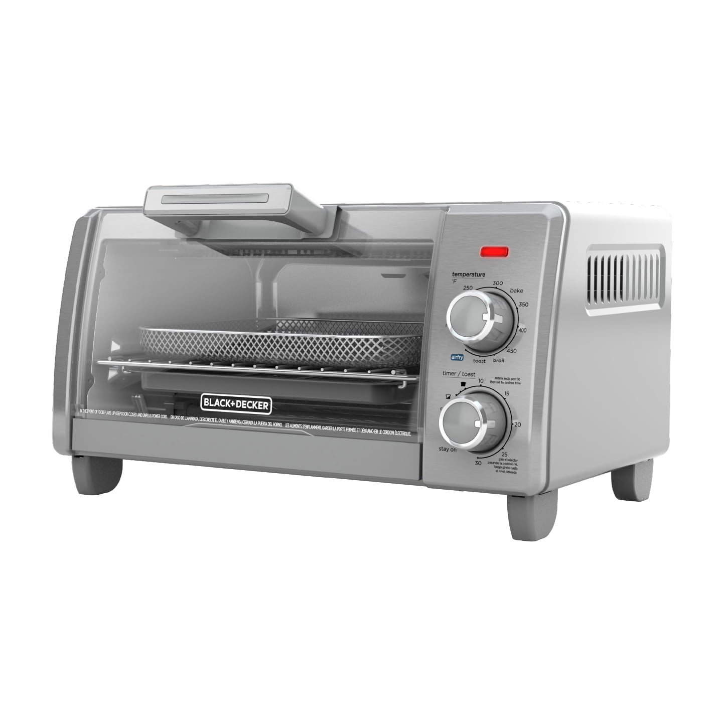 ‘N Bake Air Fry 4-Slice Toaster Oven, Silver & Black, Fits 9 Inch Pizza,  .35 Cubic Feet