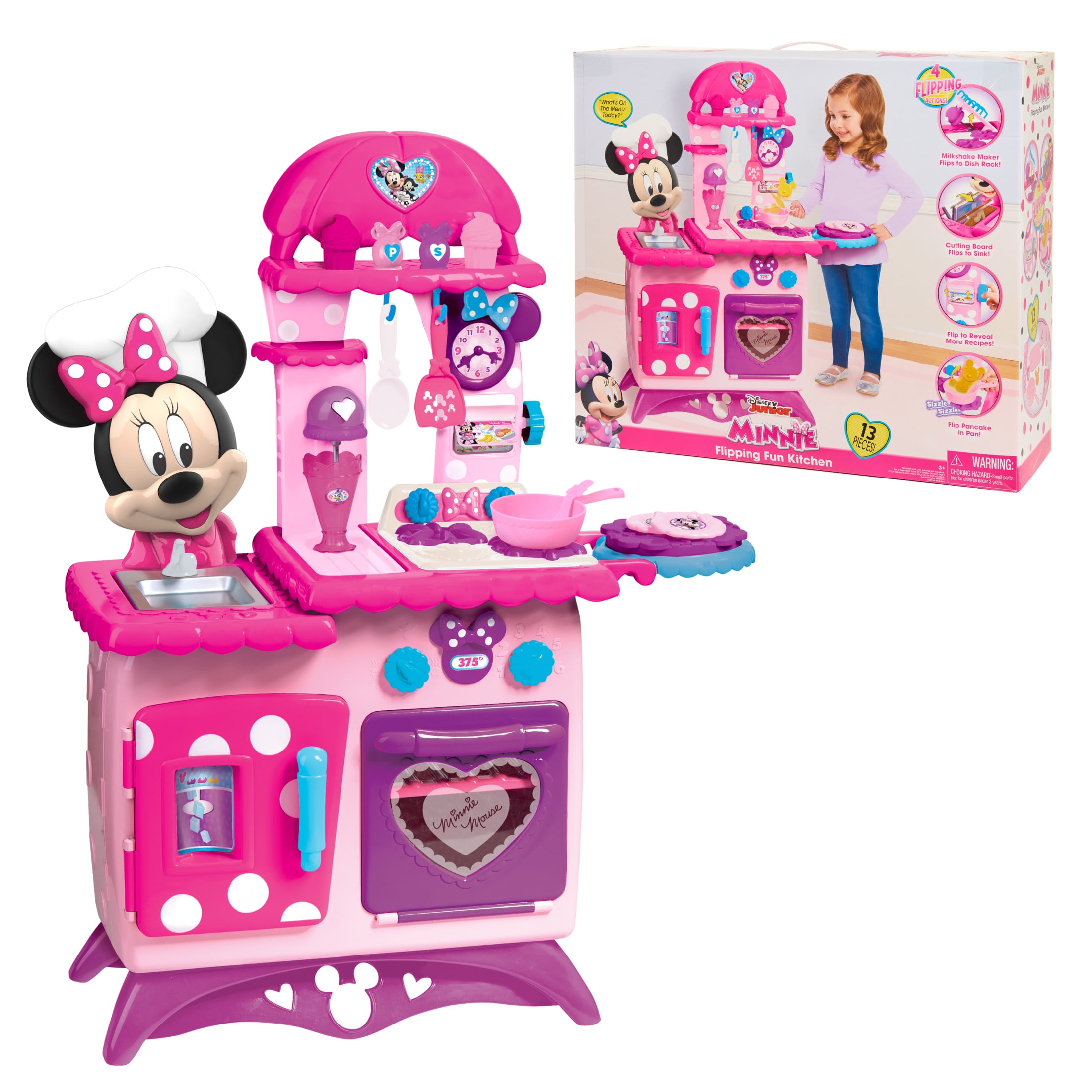 Junior Flipping Fun Pretend Play Kitchen Set, Play Food, Realistic Sounds, Kids Toys for Ages 3 up