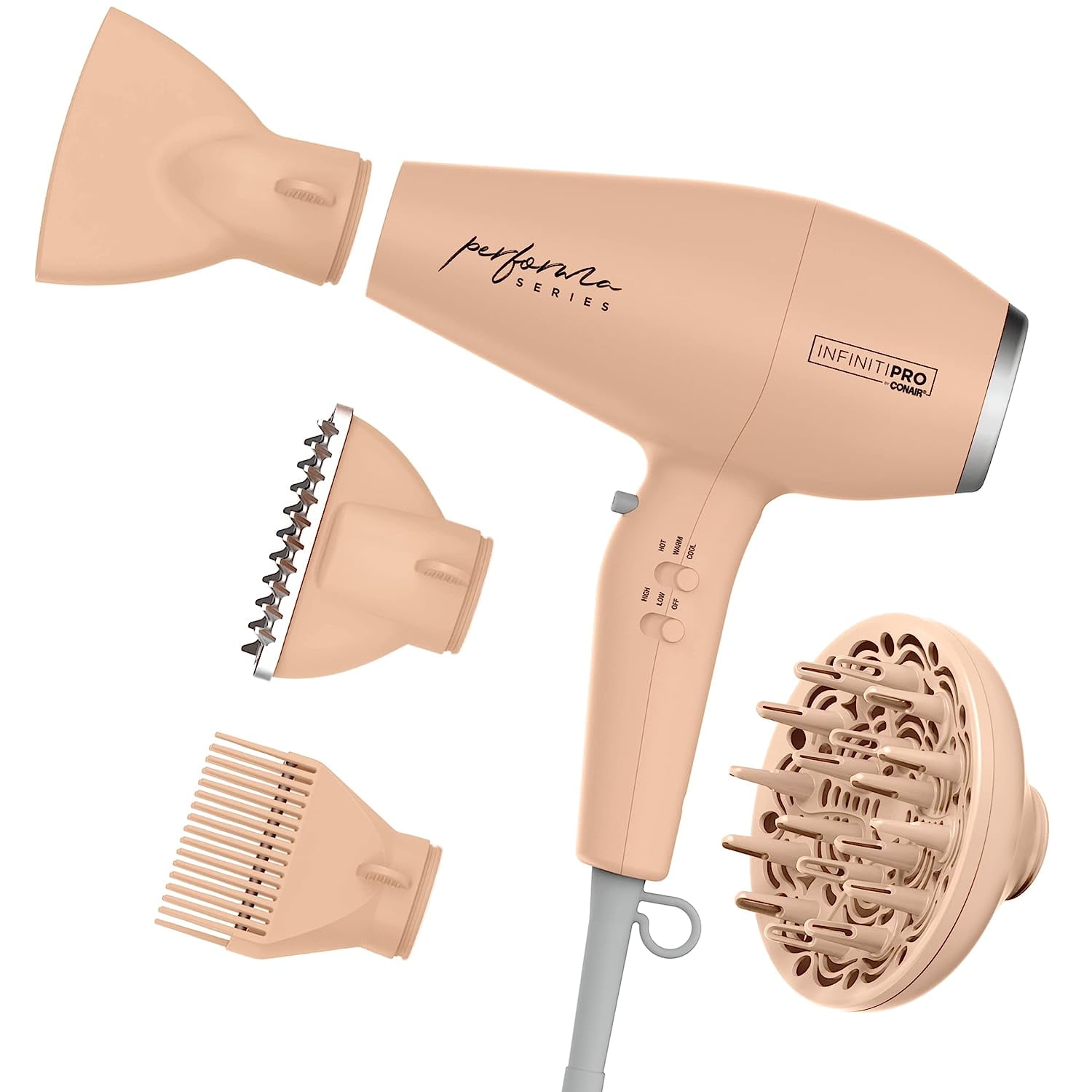 by Performa Series Hair Dryer with Diffuser Plus 3 Other Attachments, 1875W Blow Dryer with Professional Performance Motor