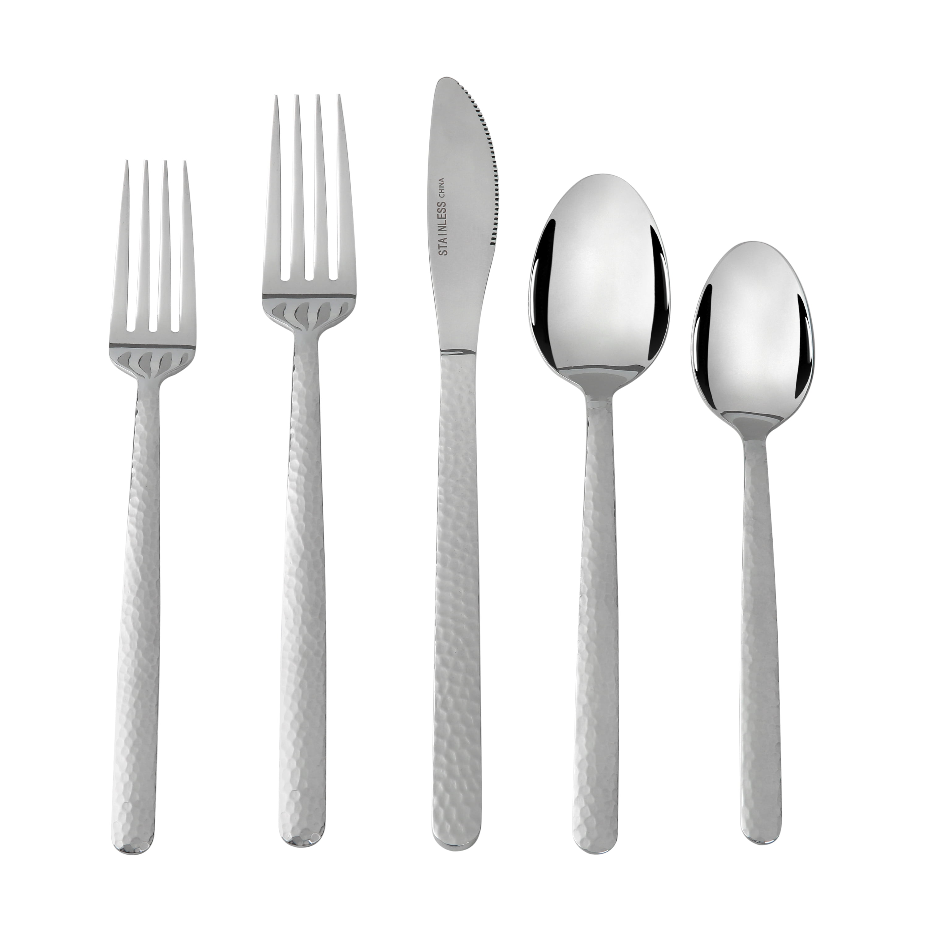 Mainstays 20-Piece Armatto Stainless Steel Flatware Set, Silver, Service for 4